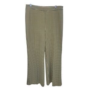 Rare Vintage 1970s‎ Trissi 18 Wide Leg Green Tan Checkered Pull On Pants Retro